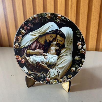 ADORNO DE MESA ACRÍLICO RESINADO SAGRADA FAMÍLIA MOD2 9,5CM (1 UNIDADE)