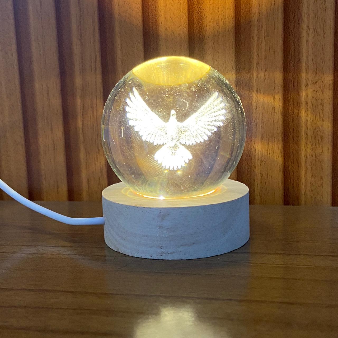 LUMINÁRIA LED BOLA DE VIDRO DIVINO ESPÍRITO SANTO (1 UNIDADE)