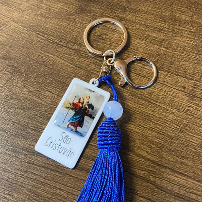 CHAVEIRO ACRÍLICO RESINADO SÃO CRISTOVÃO  (  1 UNIDADE)