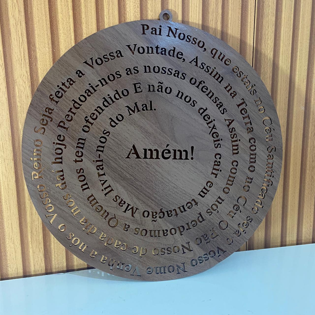 MANDALA MDF TABACO ORAÇÃO DO PAI NOSSO 30CM (1 UNIDADE)