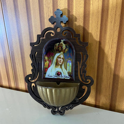 PORTA AGUA BENTA MDF NOSSA SENHORA DE FÁTIMA 16CM (1 UNIDADE)
