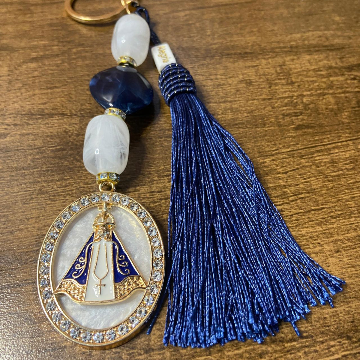 CHAVEIRO DE PEDRARIAS NOSSA SENHORA APARECIDA COM STRASS MOD2 (1 UNIDADE)