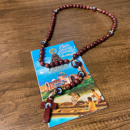 TERÇO DE MADEIRA NOSSA SENHORA APARECIDA 7 MEDALHAS (3 UNIDADES)