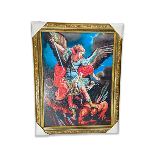 QUADRO COM MOLDURA RESINADO SÃO MIGUEL ARCANJO 45CMX35CM (1 UNIDADE)