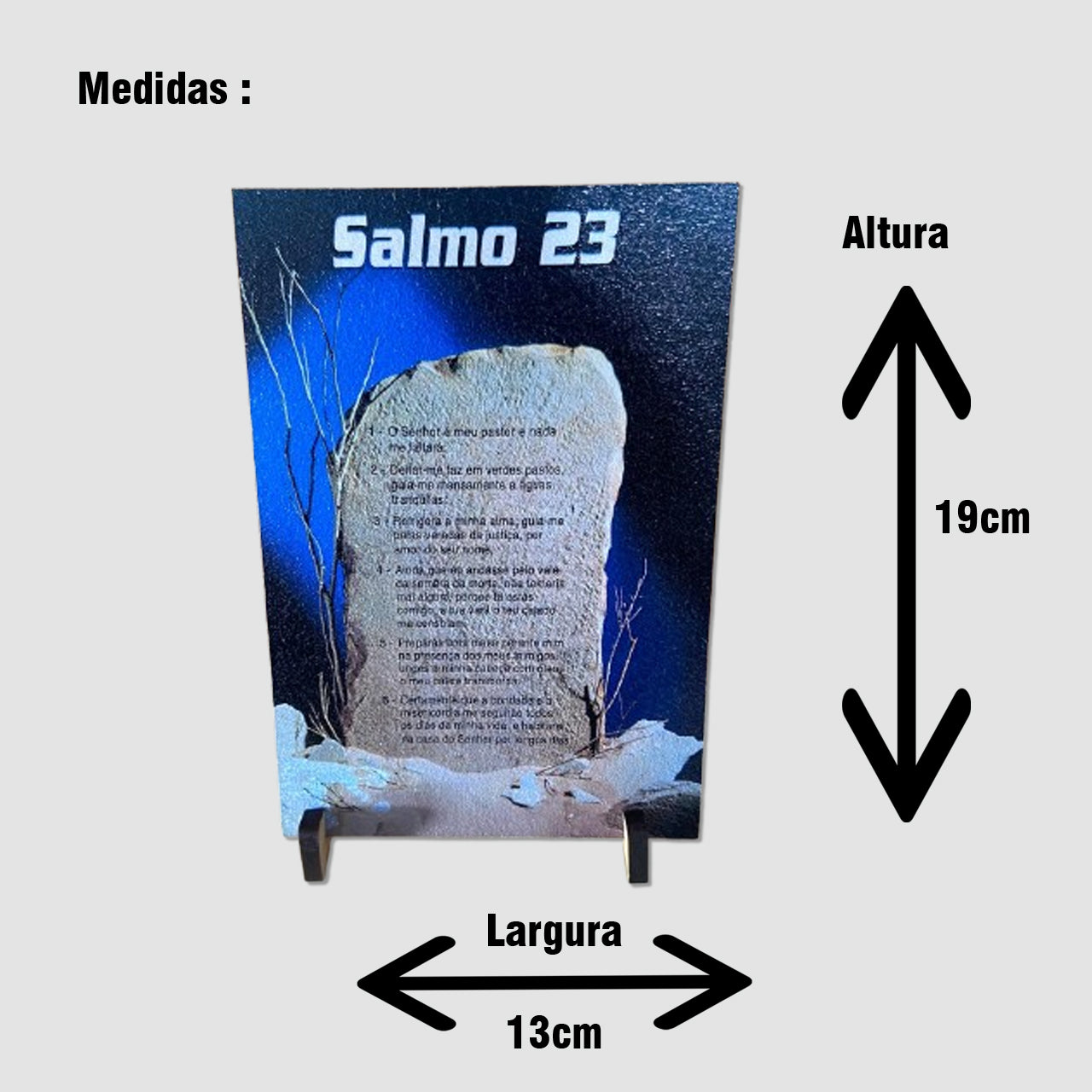 PLAQUINHA DE MESA MDF RESINADO SALMO 23  19CM x 13CM  (1 UNIDADE)