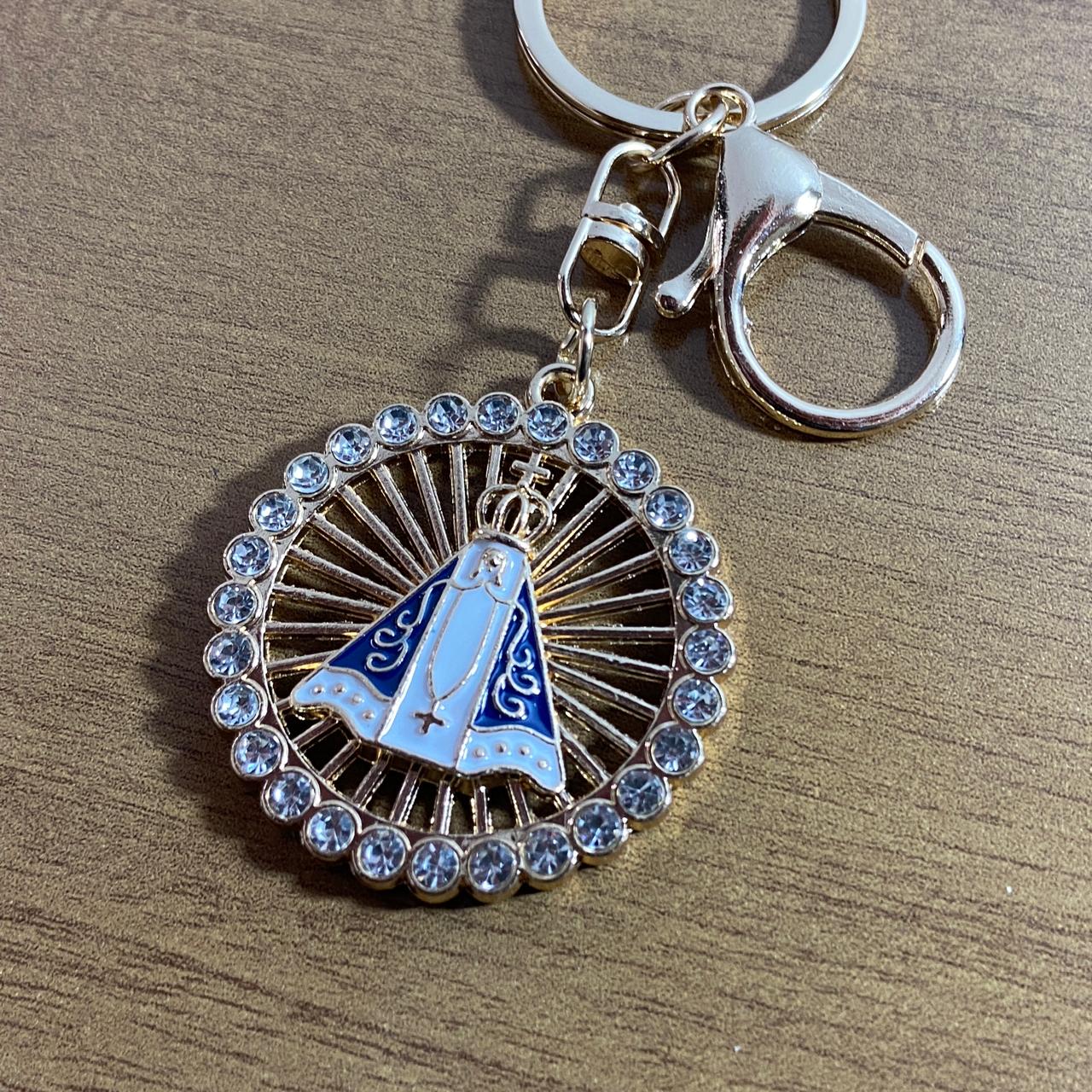 CHAVEIRO LUXO NOSSA SENHORA APARECIDA COM STRASS MOD7 (6 UNIDADES)