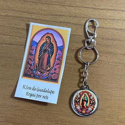 CHAVEIRO METAL DUPLA FACE COM MOSQUETE NOSSA SENHORA DE GUADALUPE (6 UNIDADES)