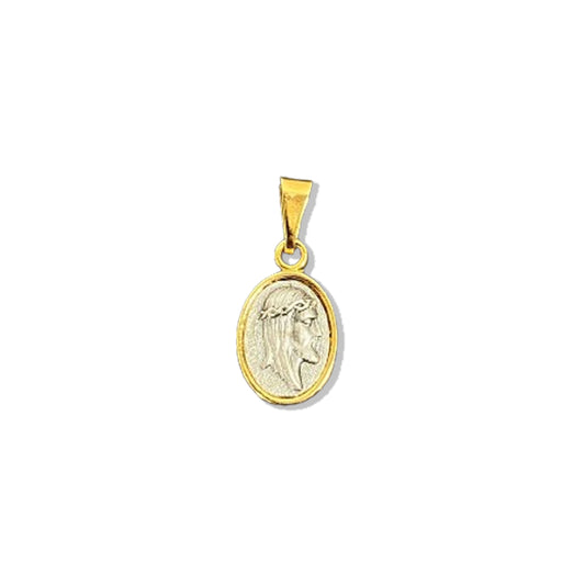 PINGENTE DOURADO OVAL FACE DE CRISTO EM RELEVO (5 UNIDADES)