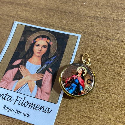 MEDALHA DUPLA FACE SANTA FILOMENA (12 UNIDADES)