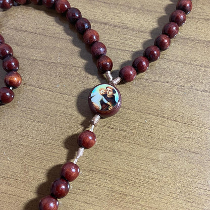 TERÇO DE MADEIRA SANTO ANTÔNIO 8MM (3 UNIDADES)