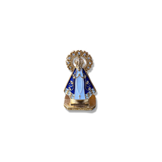 IMAGEM NOSSA SENHORA APARECIDA AUREOLA COM STRASS PARA CARRO MOD2 06CM  (12 UNIDADES)