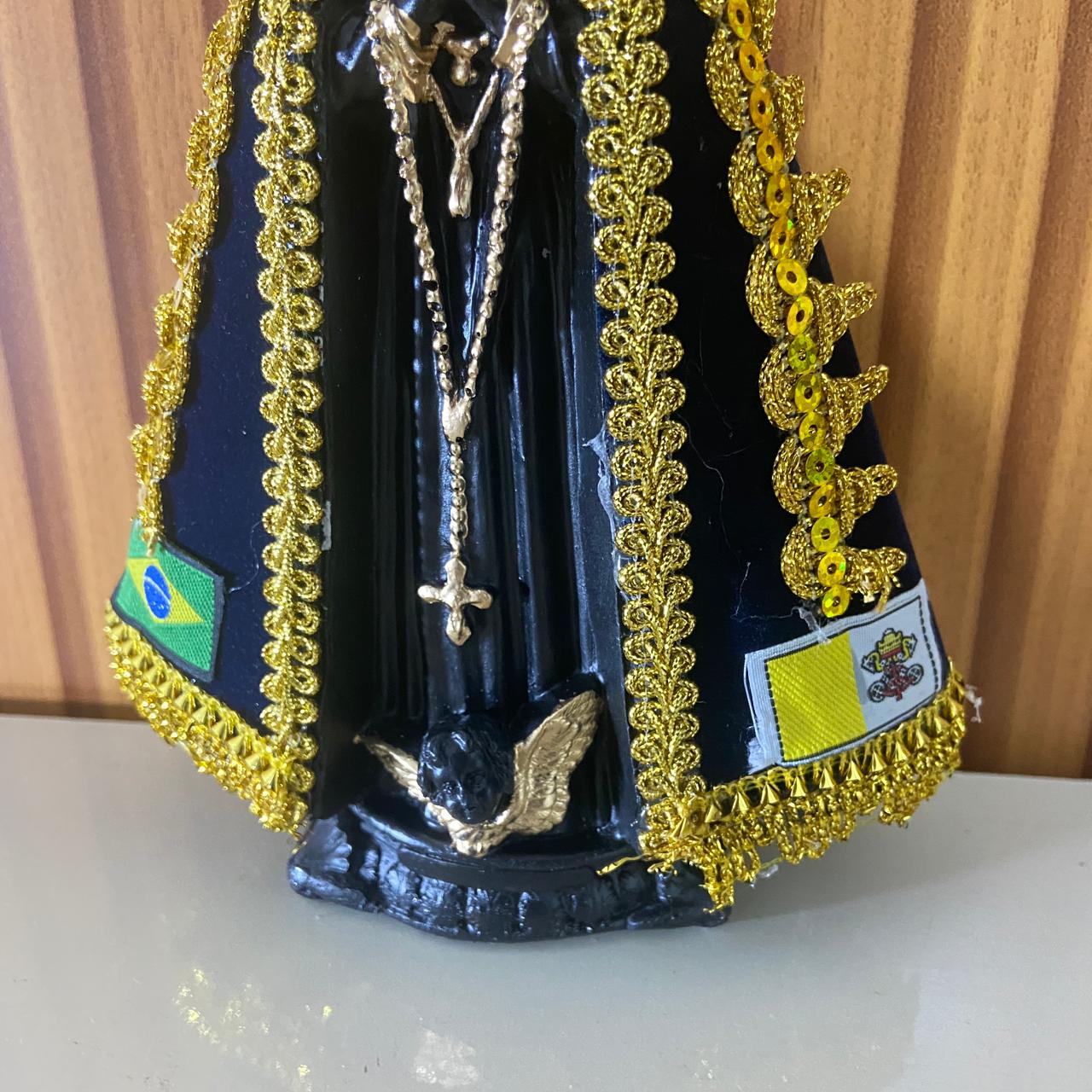 IMAGEM DE GESSO NOSSA SENHORA APARECIDA COM MANTO E STRASS 22CM (1 UNIDADE)