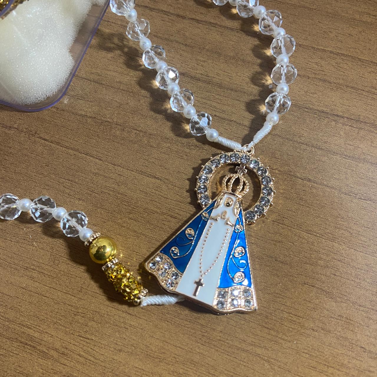 TERÇO DE NOIVA CRISTAL NOSSA SENHORA APARECIDA MOD5 10MM (1 UNIDADE)