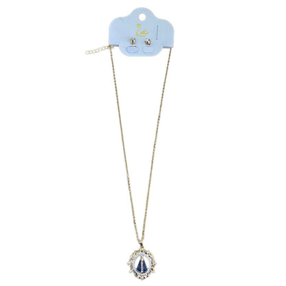 CORRENTE DOURADA COM BRINCO PONTA DE LUZ NOSSA SENHORA APARECIDA MOD 01  ( 1 UNIDADE)