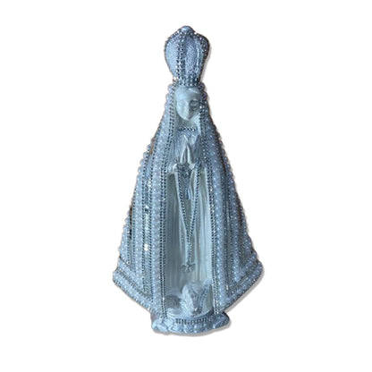 IMAGEM DE GESSO NOSSA SENHORA APARECIDA BRANCA COM MANTO ESPELHADO 34CM (1 UNIDADE)