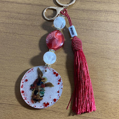 CHAVEIRO DE PEDRARIAS SÃO MIGUEL ARCANJO EM RESINA (1 UNIDADE)