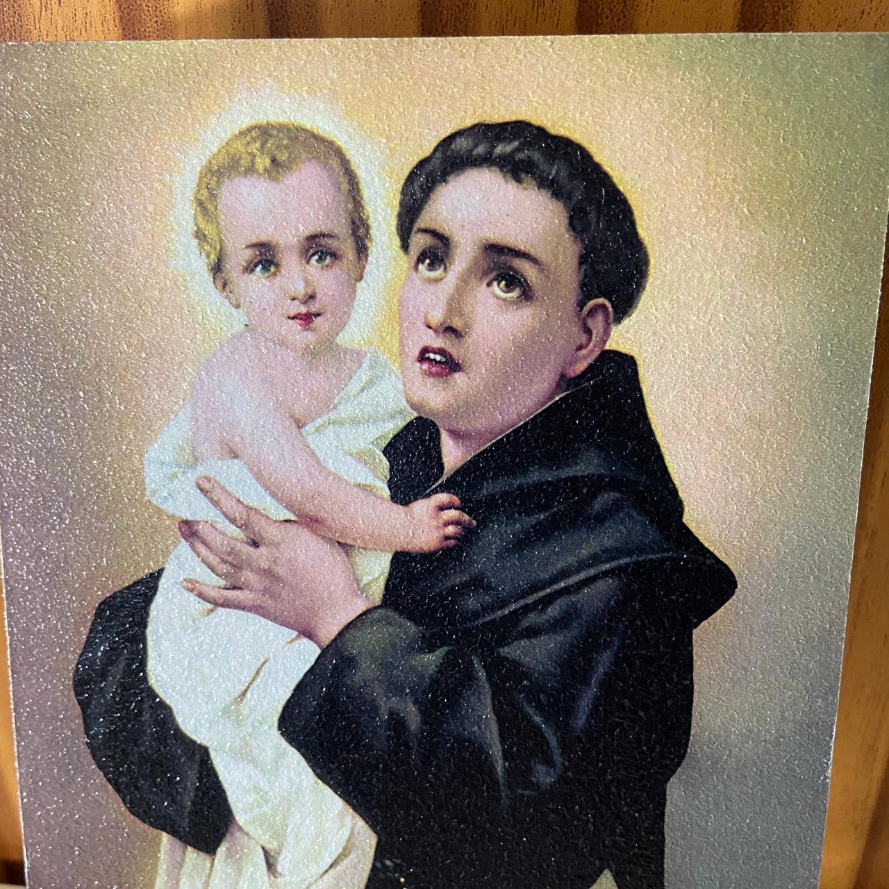 PLAQUINHA DE MESA MDF RESINADO SANTO ANTÔNIO  19CM x 13CM  (1 UNIDADE)