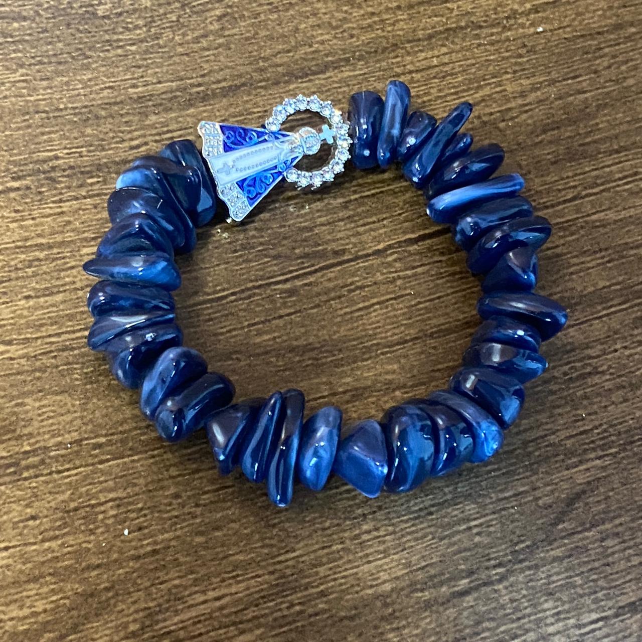 PULSEIRA PEDRARIAS COM PINGENTE NOSSA SENHORA APARECIDA COM STRASS MOD2 (03 UNIDADES)