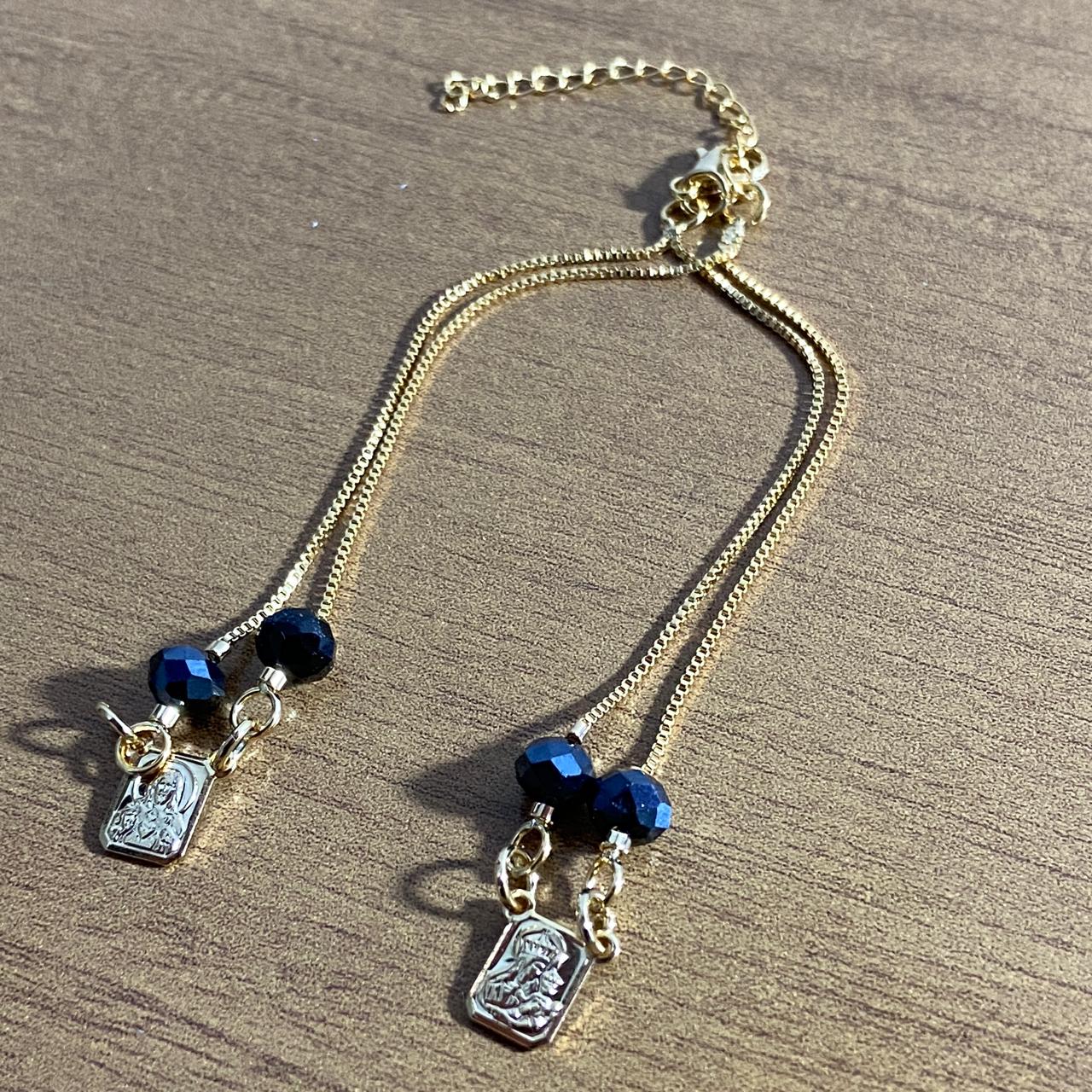 PULSEIRA ESCAPULARIO CRISTAL AZUL PETRÓLEO MOD2 (3 UNIDADES)