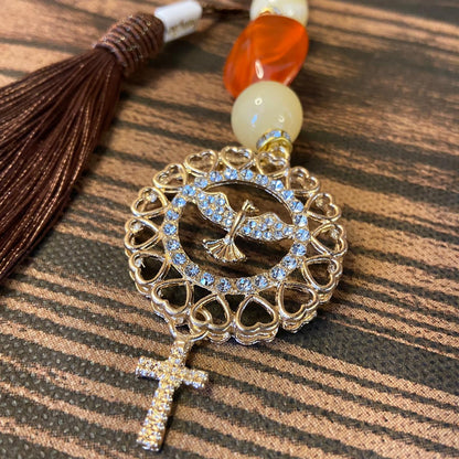 CHAVEIRO DE PEDRARIAS DIVINO ESPÍRITO SANTO COM STRASS MOD4 (1 UNIDADE)