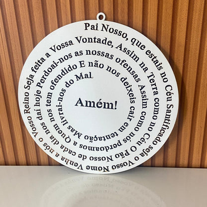 MANDALA MDF BRANCA ORAÇÃO DO PAI NOSSO 30CM (1 UNIDADE)