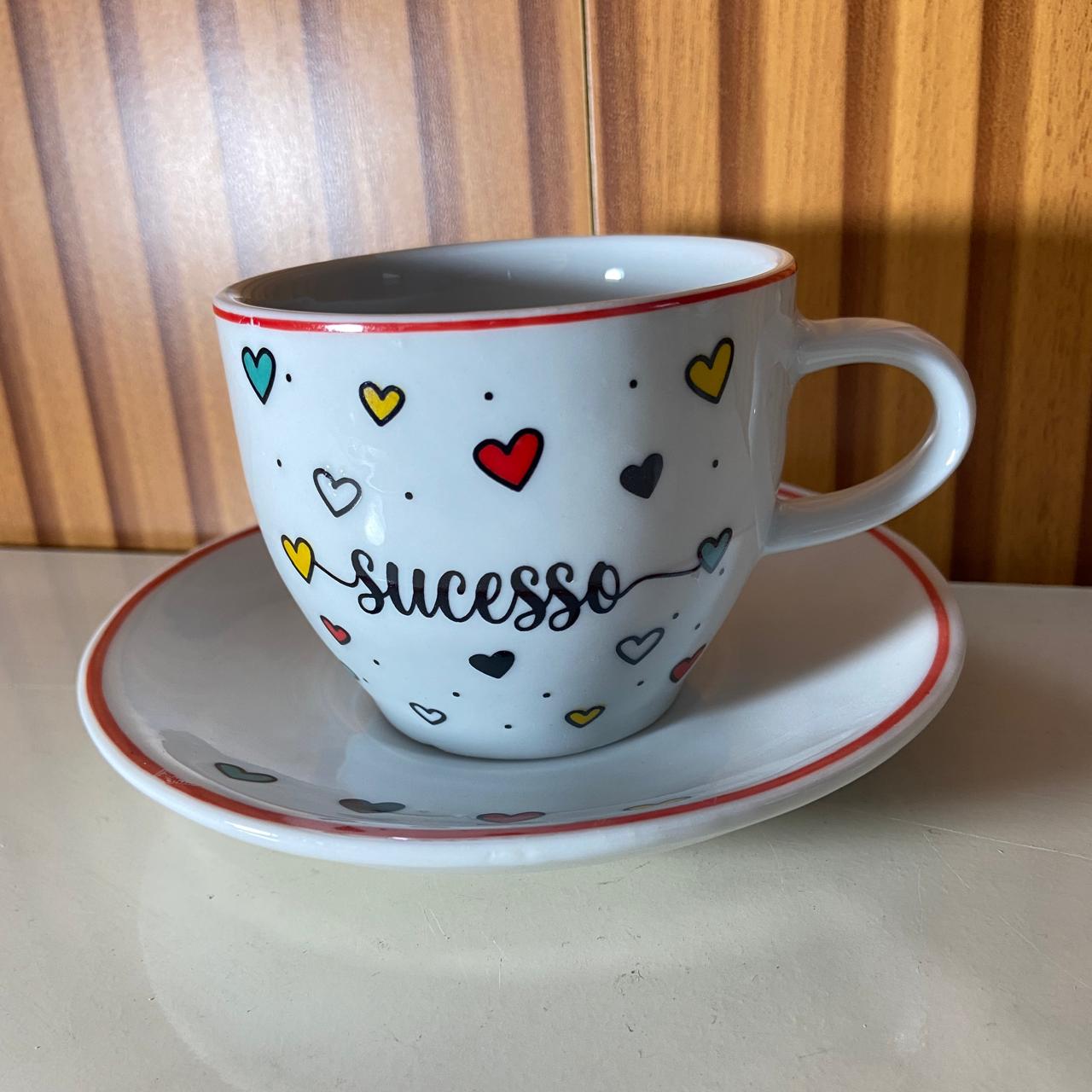XÍCARA COM PIRES SUCESSO MOD2 200ML (1 UNIDADE)