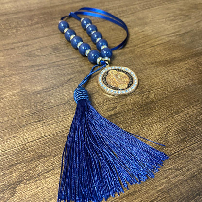 DEZENA PÉROLA AZUL MEDALHA SÃO BENTO 15MM (1 UNIDADE)