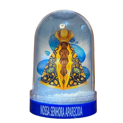 ENFEITE DE MESA GLOBO DE NEVE NOSSA SENHORA APARECIDA - MOD1 (1 UNIDADE)