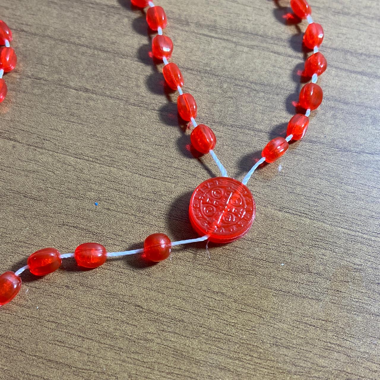 TERÇO ACRÍLICO G VERMELHO BRILHOSO 6MM (12 UNIDADES)