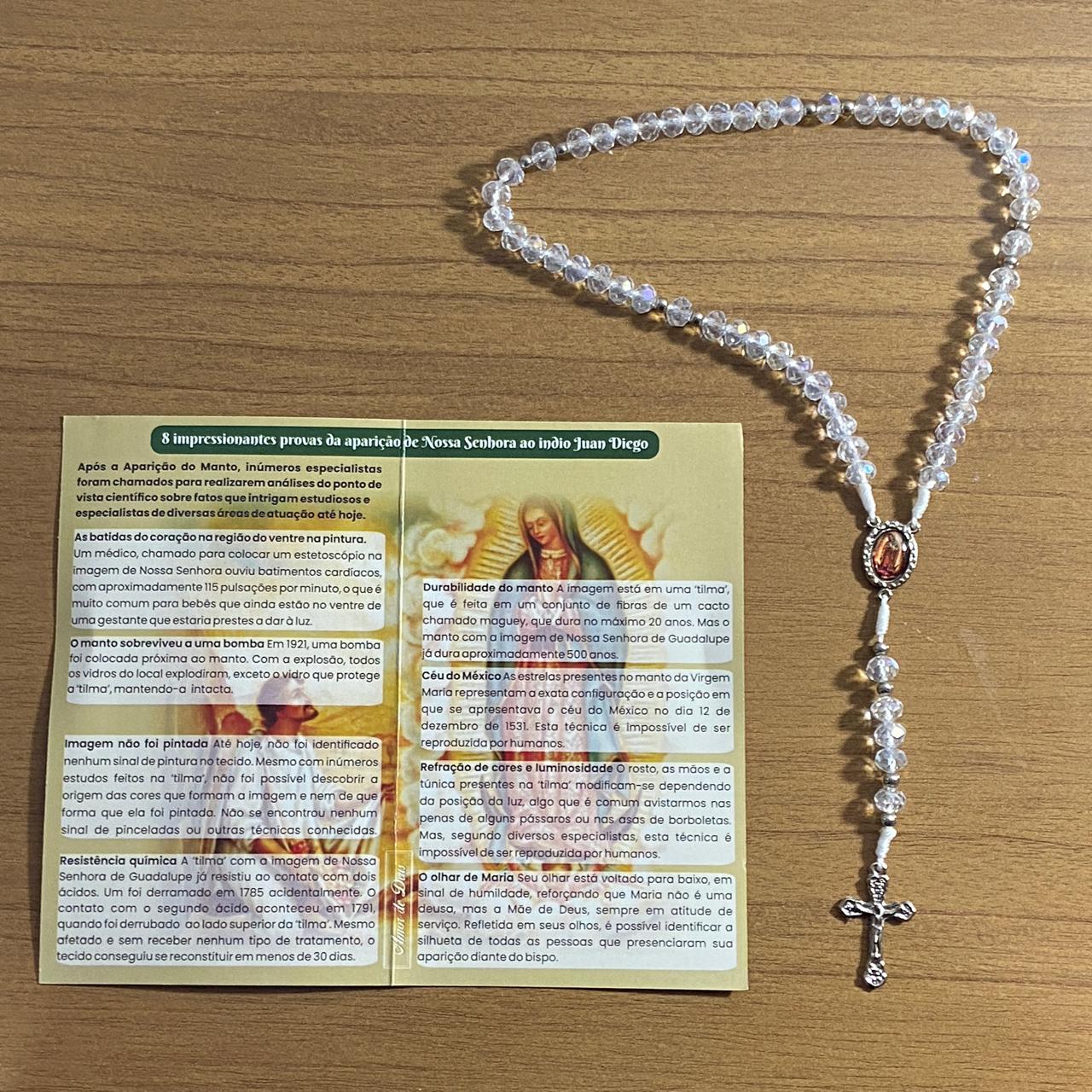 TERÇO CRISTAL NOSSA SENHORA DE GUADALUPE 8MM (1 UNIDADE)
