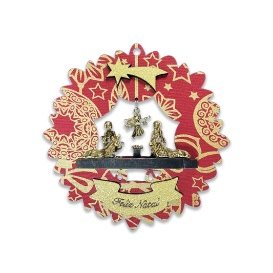 GUIRLANDA DE NATAL MDF COM PRESÉPIO  (1 UNIDADE)