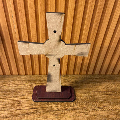 CRUCIFIXO MDF DE MESA MEDALHA SÃO BENTO 24CM (1 UNIDADE)