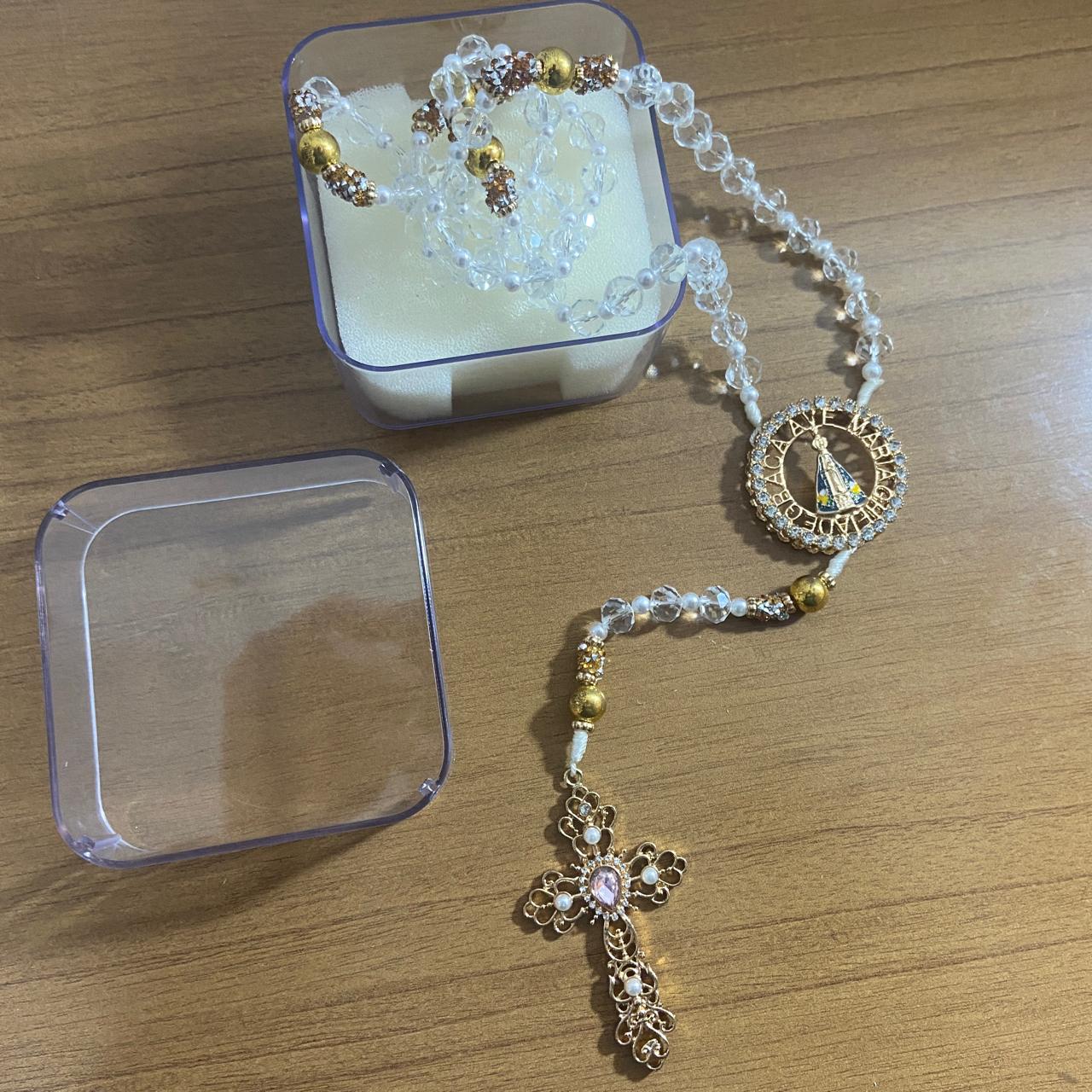 TERÇO DE NOIVA CRISTAL NOSSA SENHORA APARECIDA MOD6 10MM (1 UNIDADE)