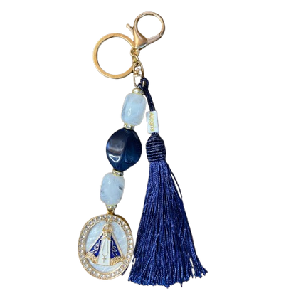 CHAVEIRO DE PEDRARIAS NOSSA SENHORA APARECIDA COM STRASS MOD2 (1 UNIDADE)