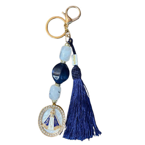 CHAVEIRO DE PEDRARIAS NOSSA SENHORA APARECIDA COM STRASS MOD2 (1 UNIDADE)