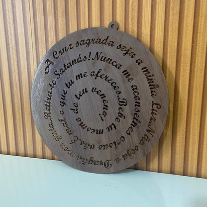 MANDALA MDF TABACO ORAÇÃO DE SÃO BENTO 30CM (1 UNIDADE)