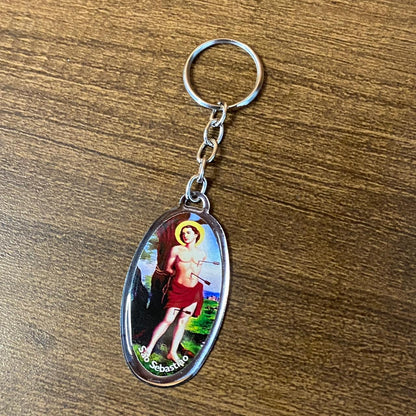 CHAVEIRO METAL OVAL RESINADO SÃO SEBASTIÃO (6 UNIDADES)