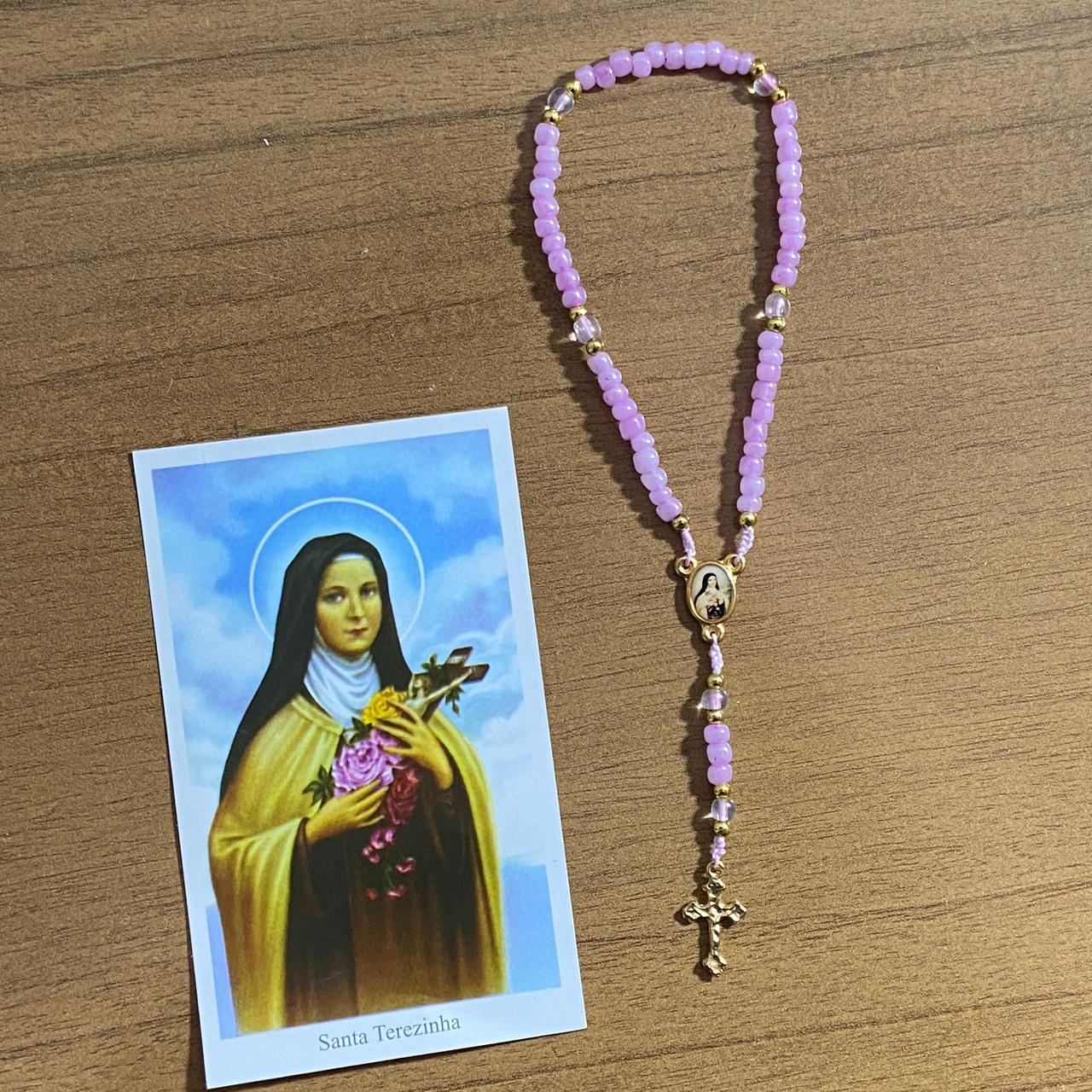 TERÇO MIÇANGA ROSA SANTA TERESINHA 4MM (1UNIDADE)