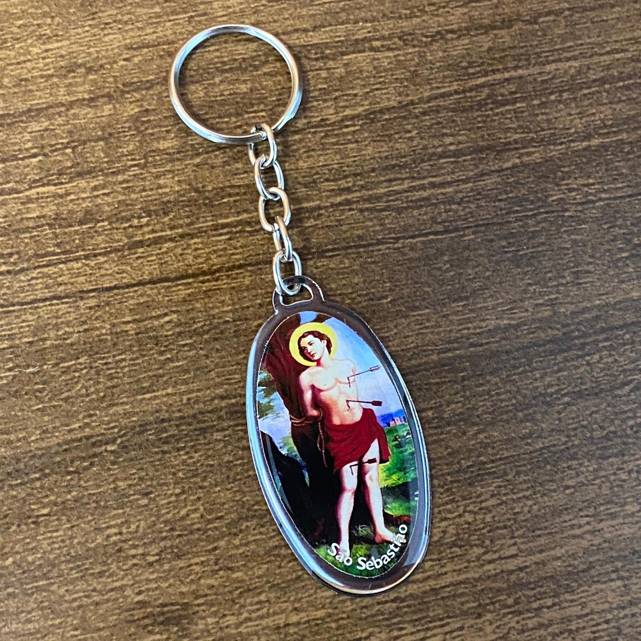 CHAVEIRO METAL OVAL RESINADO SÃO SEBASTIÃO (6 UNIDADES)