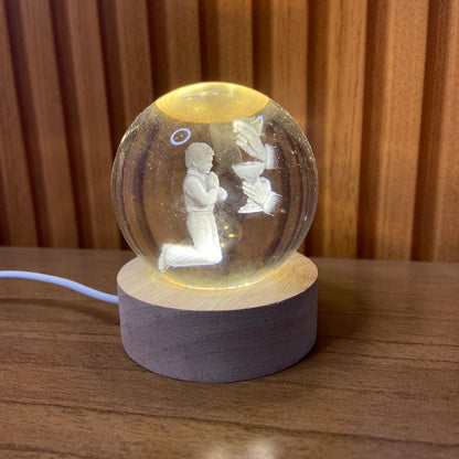 LUMINÁRIA LED BOLA DE VIDRO PRIMEIRA EUCARISTIA MENINO (1 UNIDADE)