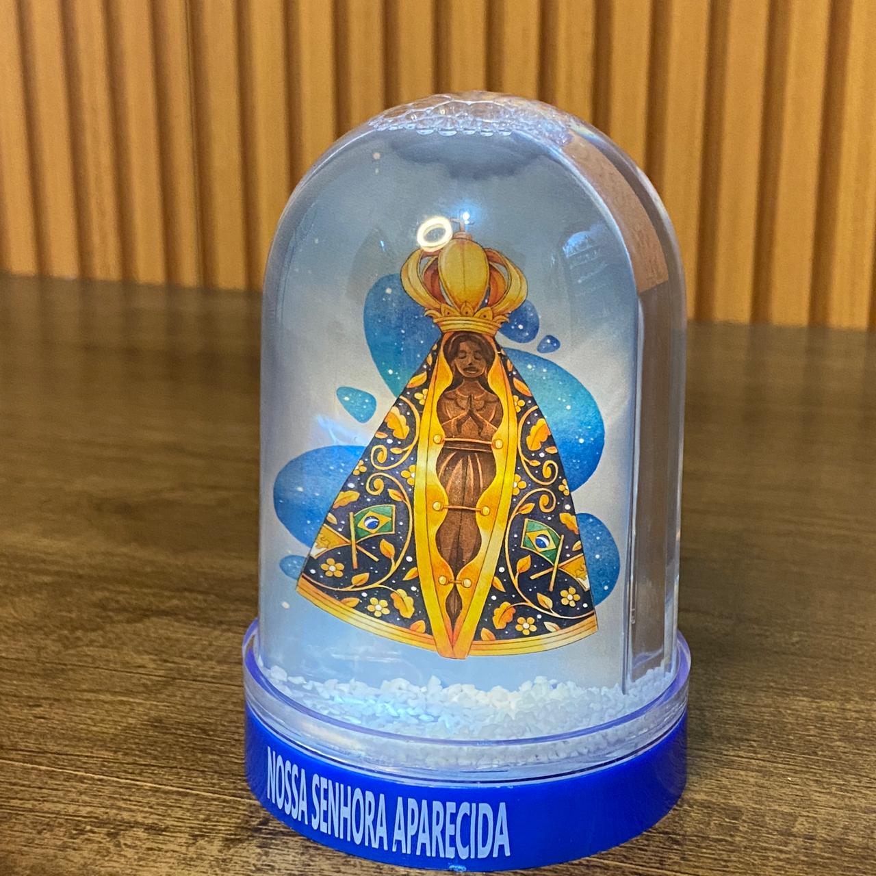 ENFEITE DE MESA GLOBO DE NEVE NOSSA SENHORA APARECIDA - MOD1 (1 UNIDADE)