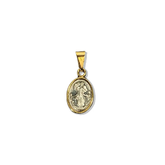 PINGENTE DOURADO OVAL NOSSA SENHORA DESATADORA DOS NÓS EM RELEVO (5 UNIDADES)