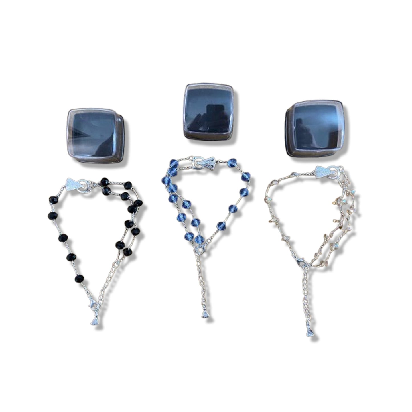 PULSEIRA PRATEADA CRISTAL NOSSA SENHORA APARECIDA CORES SORTIDAS  (03 UNIDADES)