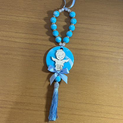 DEZENA PÉROLA MEDALHÃO DE RESINA ANJINHO AZUL 15MM (1 UNIDADE)
