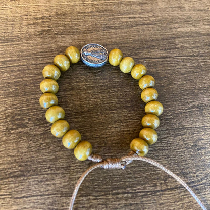 PULSEIRA DE MADEIRA MARROM REGULAVEL NOSSA SENHORA APARECIDA (3 UNIDADES)