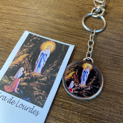 CHAVEIRO METAL DUPLA FACE COM MOSQUETE NOSSA SENHORA DE LOURDES (6 UNIDADES)