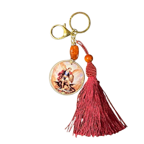 CHAVEIRO LUXO MEDALHA RESINADA SÃO MIGUEL ARCANJO  (1 UNIDADE)