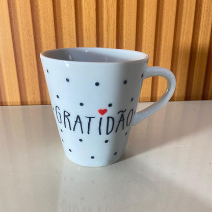 XÍCARA BRANCA GRATIDÃO MOD4 120ML (1 UNIDADE)