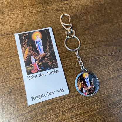 CHAVEIRO METAL DUPLA FACE COM MOSQUETE NOSSA SENHORA DE LOURDES (6 UNIDADES)
