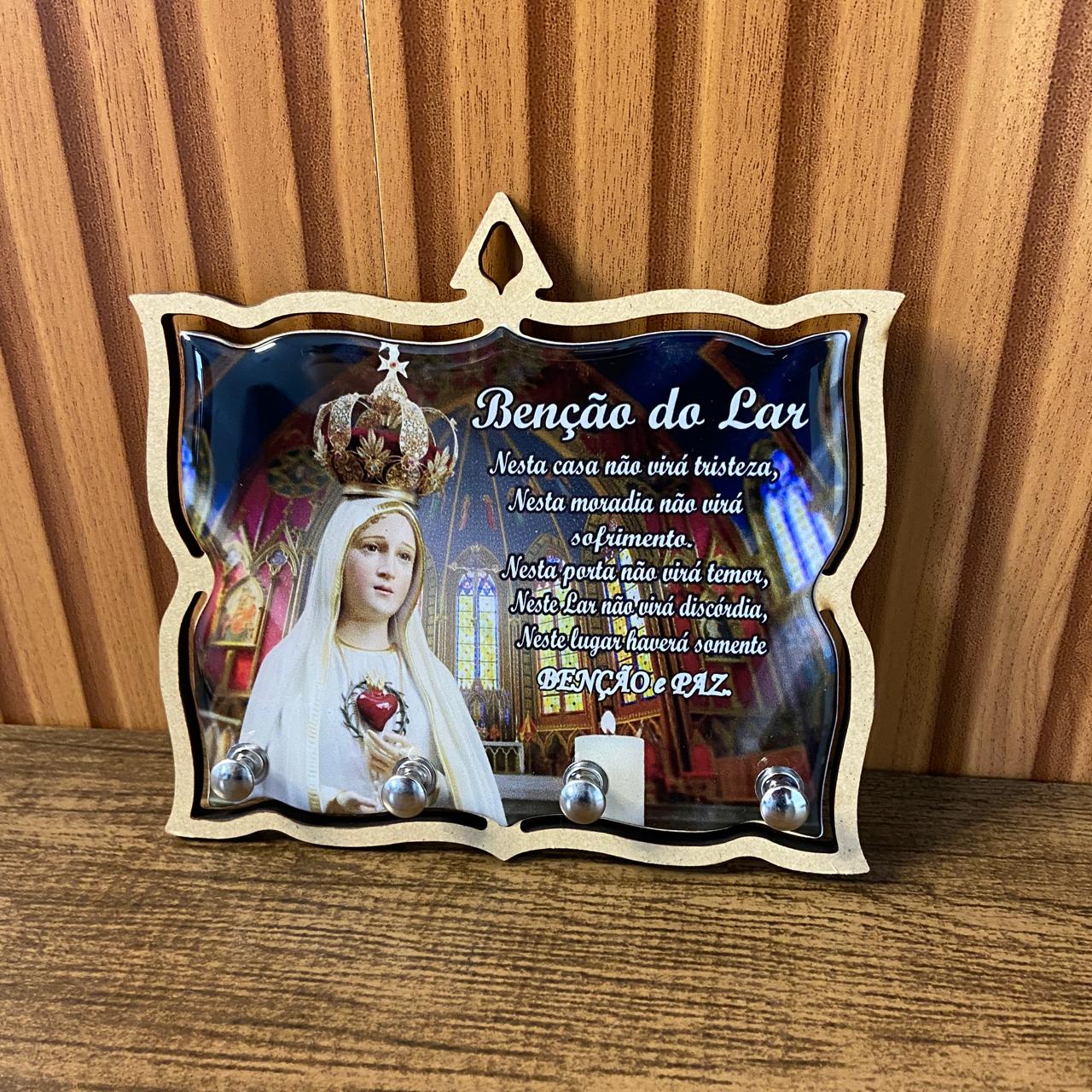 PORTA CHAVE RESINADO NOSSA SENHORA DE FÁTIMA MOD3 14CM (1 UNIDADE)